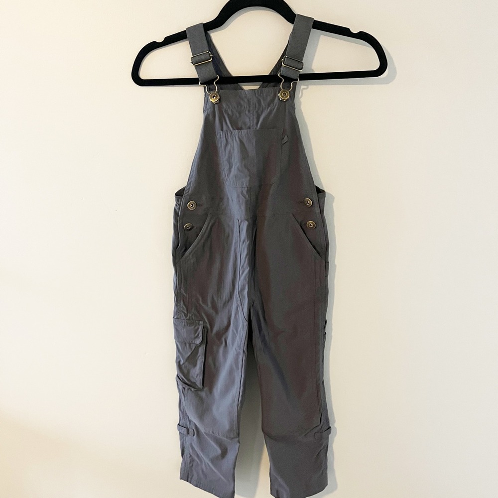 Duluth Trading Co Kids Gray Ripstop Cargo Overalls Size 5 Adjustable Straps